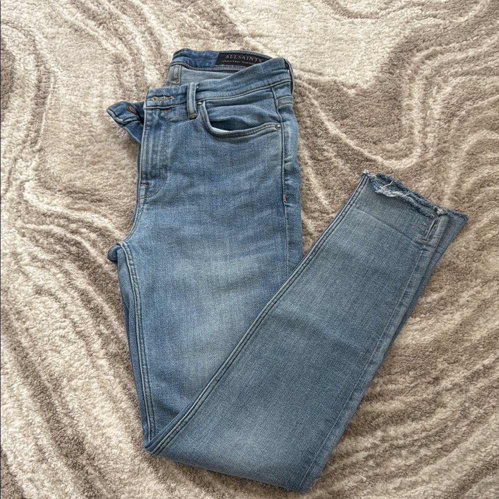 All Saints Blue Skinny Jeans with Modern Appeal